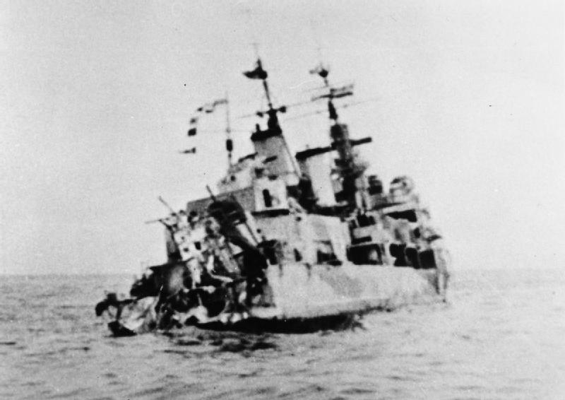 HMS Edinburgh stern torpedo damage, May 1942